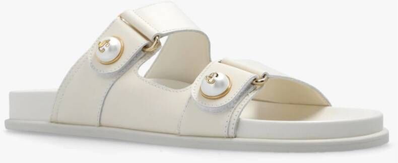 Jimmy Choo Fayence leren slides Beige Dames