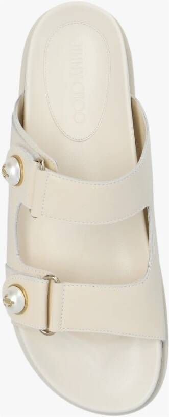 Jimmy Choo Fayence leren slides Beige Dames