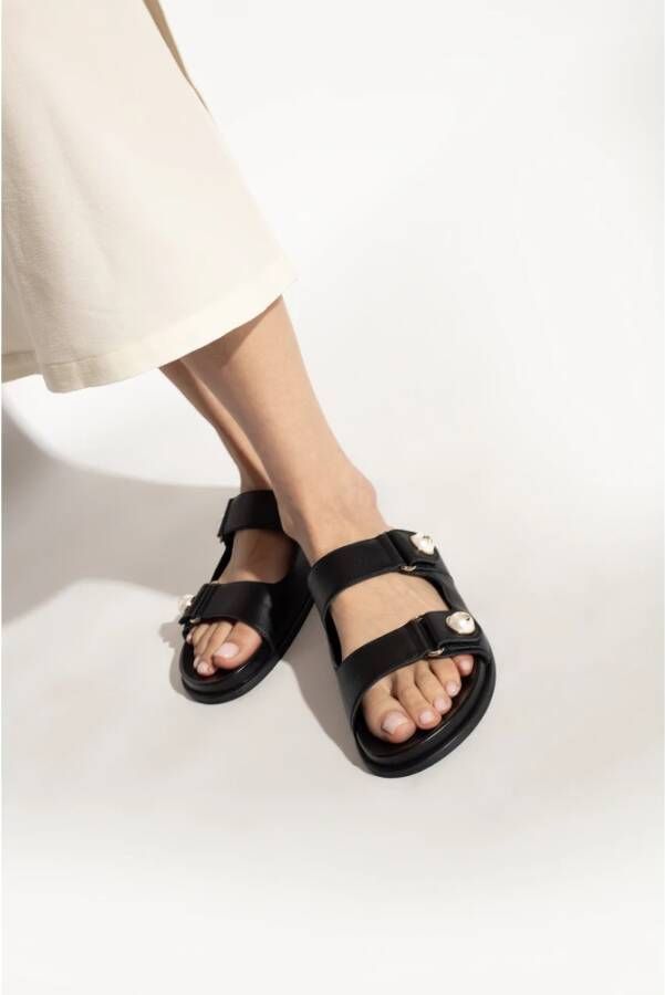 Jimmy Choo Fayence leren slides Zwart Dames