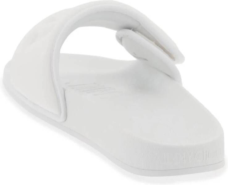 Jimmy Choo Fitz Slides met Lycra Logo Band White Heren