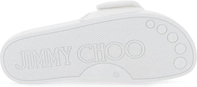 Jimmy Choo Fitz Slides met Lycra Logo Band White Heren