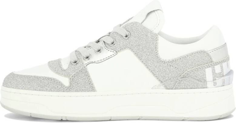 Jimmy Choo Florent Sneakers Veters Leer en Rubber White Dames