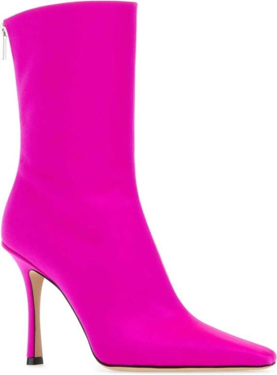 Jimmy Choo Fuchsia Satijnen Enkellaarzen 11 cm Hak Roze Dames