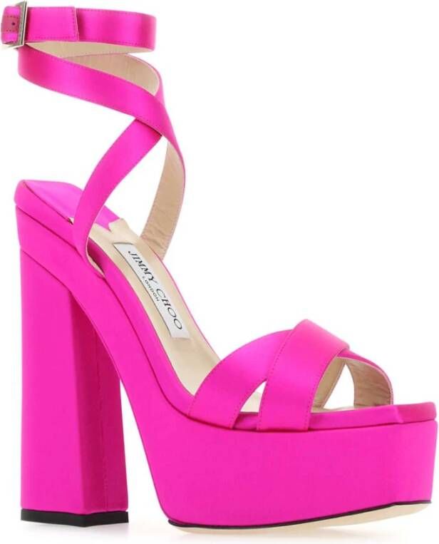 Jimmy Choo Fuchsia Satin Gaia Sandalen