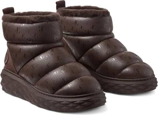 Jimmy Choo Gewatteerde Chocoladebruine Schoenen met Bontafwerking