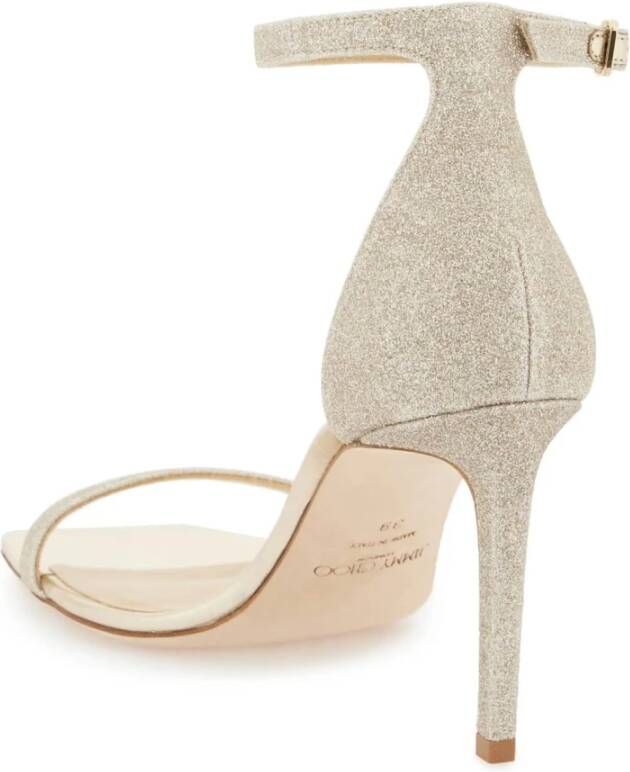 Jimmy Choo Glitter Leren Sandalen met Enkelbandje Yellow Dames