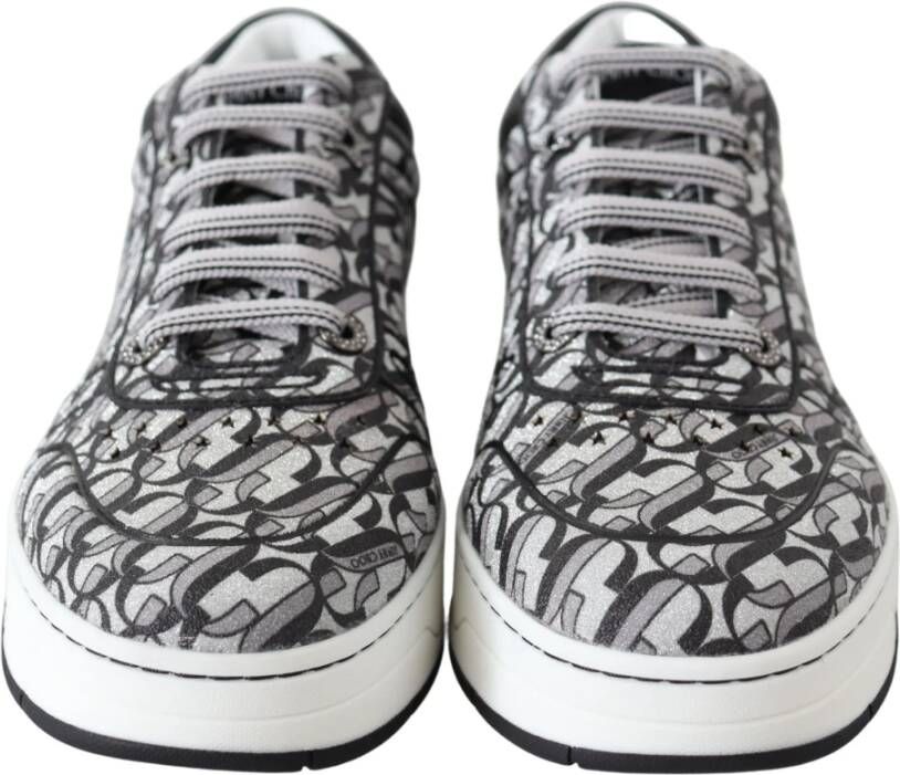 Jimmy Choo Glitter Slip-On Sneakers Zwart en Zilver Black Dames