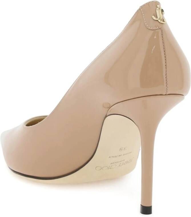 Jimmy Choo Gouden Metalen Logo Lakleren Pumps Pink Dames