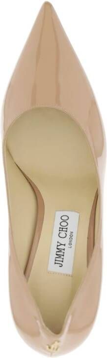 Jimmy Choo Gouden Metalen Logo Lakleren Pumps Pink Dames