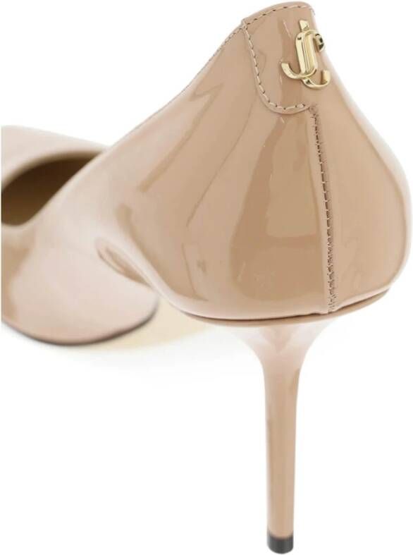 Jimmy Choo Gouden Metalen Logo Lakleren Pumps Pink Dames