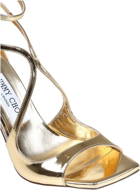 Jimmy Choo Gouden metallic leren sandaal met vierkante neus