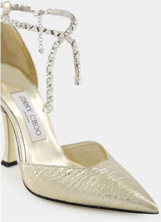 Jimmy Choo Gouden Verpletterde Metallic Pumps met Puntige Neus