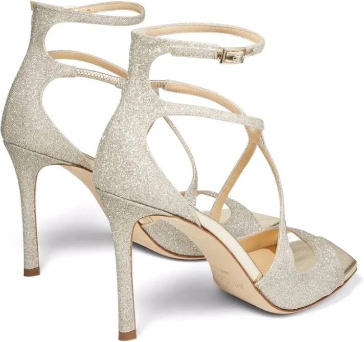 Jimmy Choo Grijze Glitter Sandalen Platinum Azia
