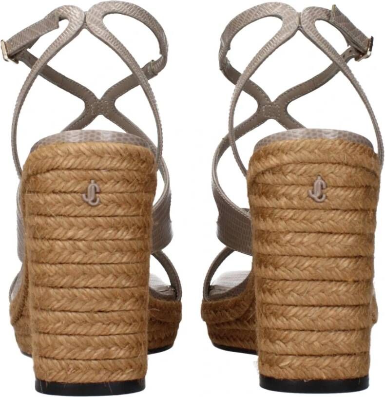 Jimmy Choo Grijze Leren Sleehak Sandalen met Vintage Effect