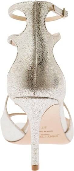 Jimmy Choo Grijze Sandalen met Hoge Hak en Enkelbandje