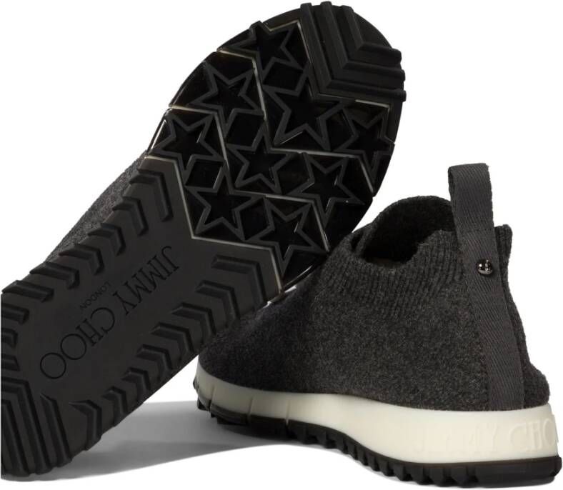 Jimmy Choo Grijze Sneakers met Parel Eyelets