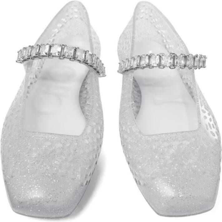 Jimmy Choo Grijze Strass Versierde Platte Schoenen