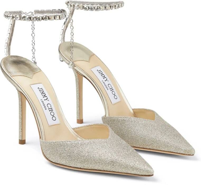 Jimmy Choo Kristal Ketting Stiletto Hak Grijs Pumps Gray Dames