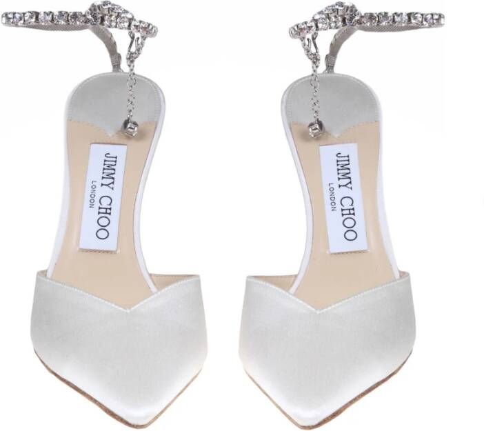 Jimmy Choo Kristal Satijnen Slingback Hakken Gray Dames
