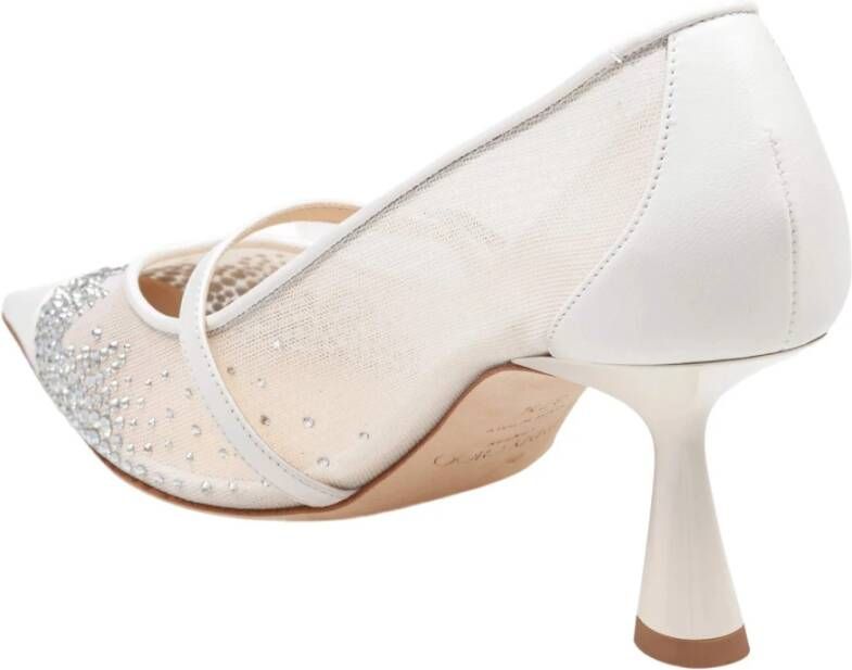 Jimmy Choo Kristal Witte Pumps Elegant Mesh Leer