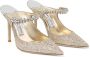 Jimmy Choo Metallic Leren Strass Pantoffels Gray Dames - Thumbnail 11