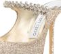 Jimmy Choo Metallic Leren Strass Pantoffels Gray Dames - Thumbnail 14