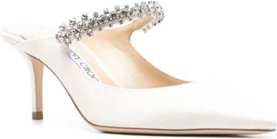 Jimmy Choo Kristalversierde Ivoorwitte Satijnen Schoenen