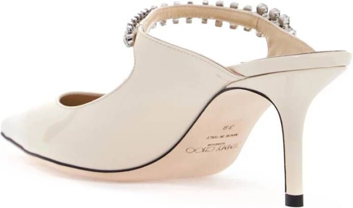 Jimmy Choo Kristalversierde Patent Muiltjes White Dames