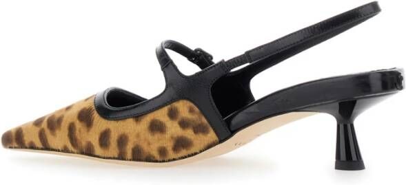 Jimmy Choo Leopard Motif Slingback Pumps Bruin Leer Brown Dames
