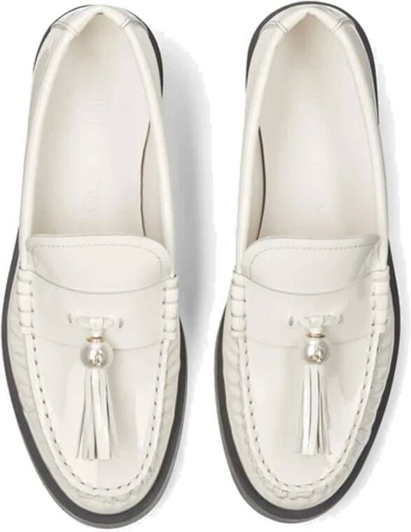 Jimmy Choo Leren Loafers met Pareldetail Beige Dames