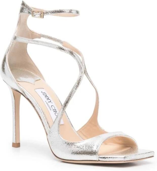 Jimmy Choo Metallic Finish Leren Hoge Hak Sandalen