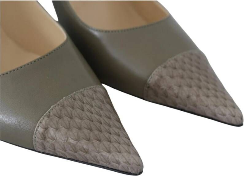 Jimmy Choo Nieuwe Pebble Green Leren Pumps Grijs Dames