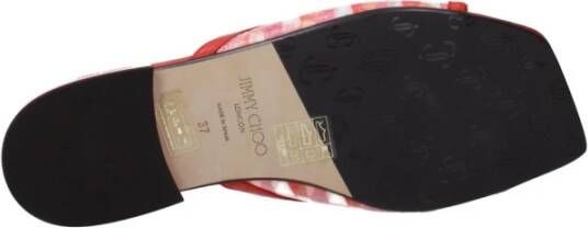 Jimmy Choo Oranje Stof Logo Slippers