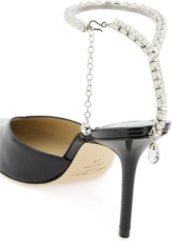 Jimmy Choo Patent Pumps met Kristallen Enkelband Black Dames