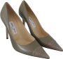 Jimmy Choo Elegante Pebble Amika Leren Pumps Green Dames - Thumbnail 2