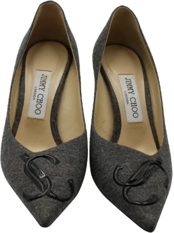 Jimmy Choo Pre-owned Cotton heels Gray Dames