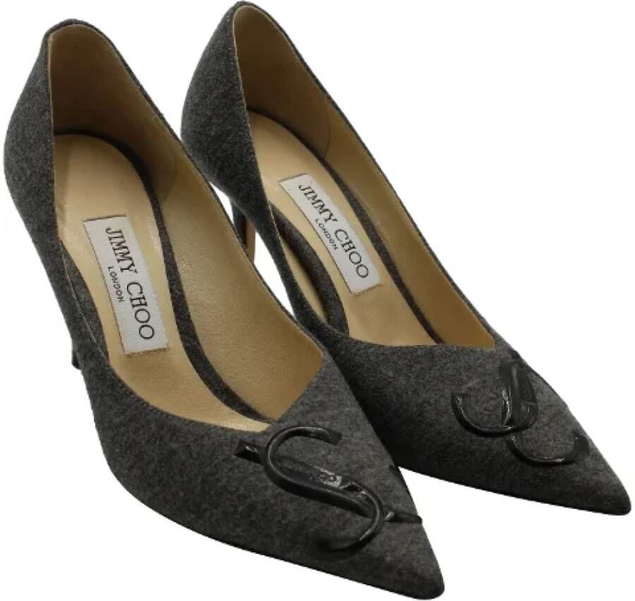 Jimmy Choo Pre-owned Cotton heels Gray Dames