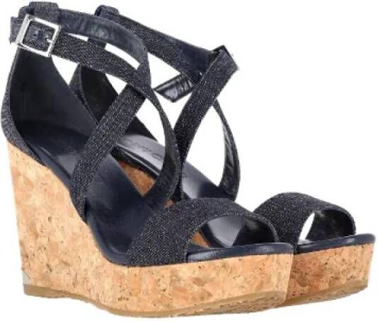 Jimmy Choo Pre-owned Cotton sandals Blue Dames