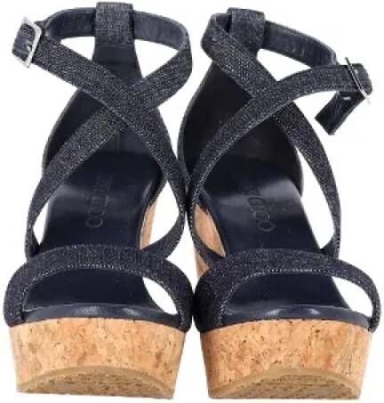 Jimmy Choo Pre-owned Cotton sandals Blue Dames