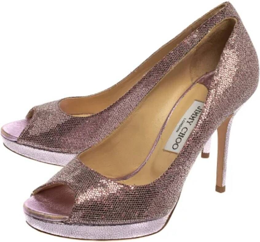 Jimmy Choo Pre-owned Fabric heels Purple Dames