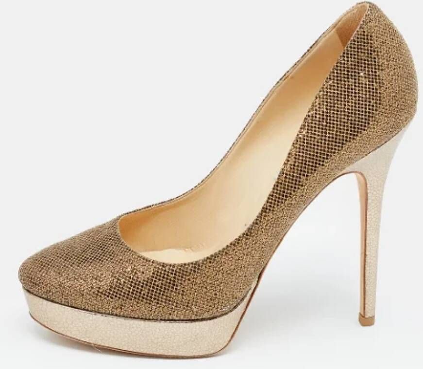 Jimmy Choo Pre-owned Fabric heels Yellow Dames