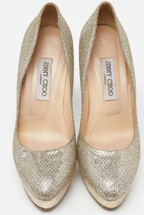 Jimmy Choo Pre-owned Fabric heels Yellow Dames