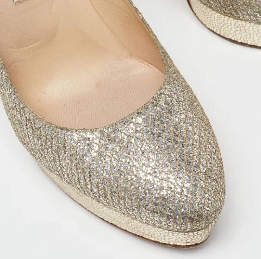 Jimmy Choo Pre-owned Fabric heels Yellow Dames