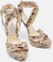 Jimmy Choo Pre-owned Fabric sandals Beige Dames - Thumbnail 4