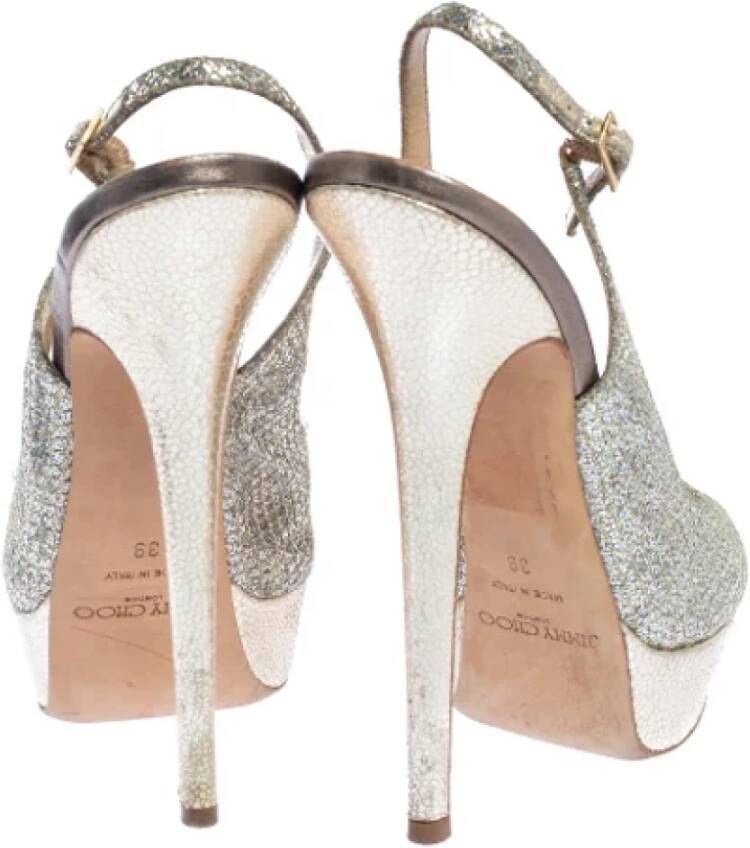 Jimmy Choo Pre-owned Fabric sandals Gray Dames