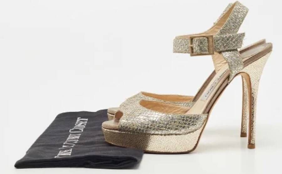 Jimmy Choo Pre-owned Fabric sandals Gray Dames