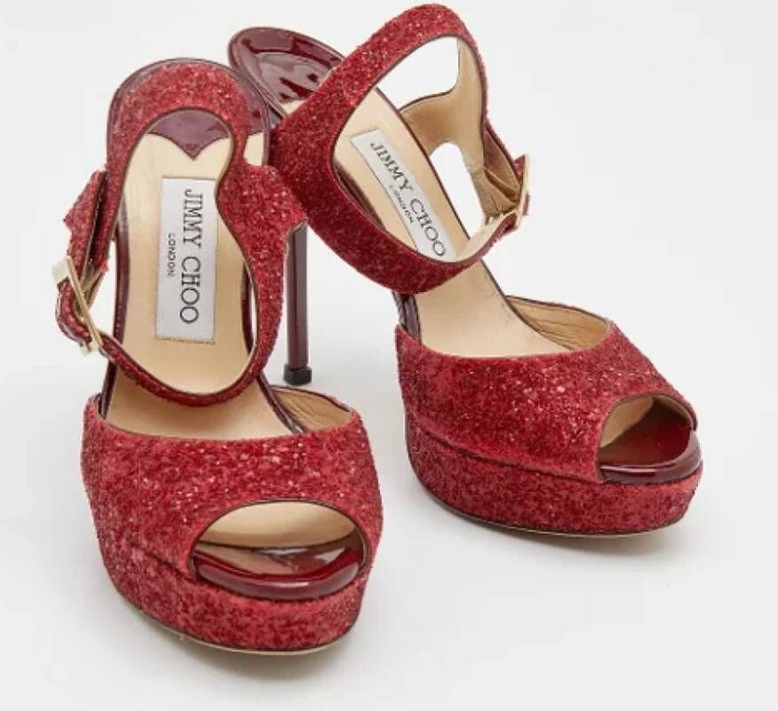 Jimmy Choo Pre-owned Fabric sandals Red Dames