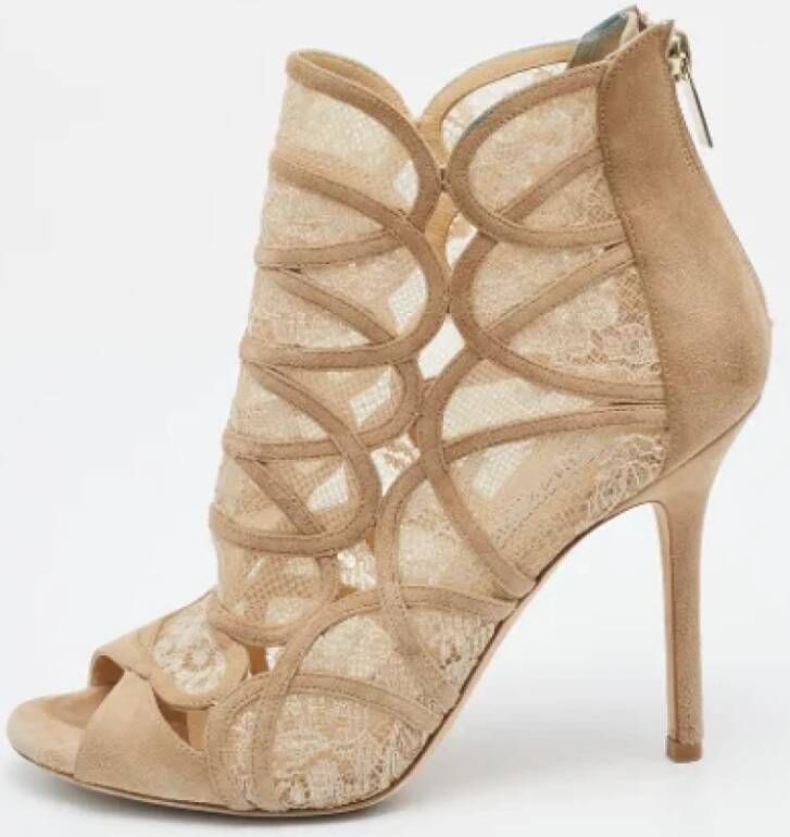 Jimmy Choo Pre-owned Lace boots Beige Dames