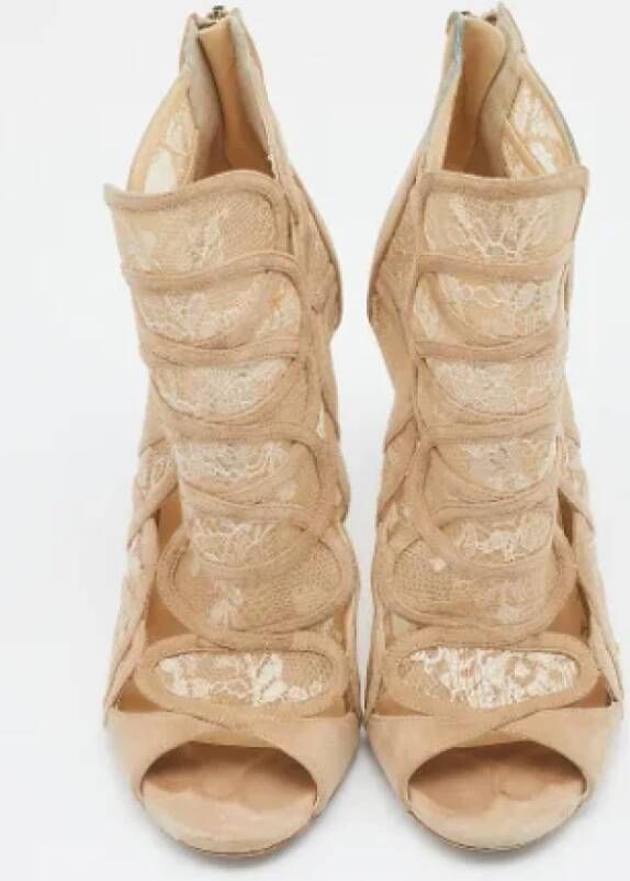 Jimmy Choo Pre-owned Lace boots Beige Dames