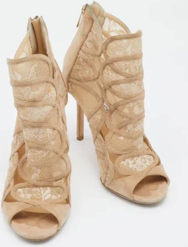 Jimmy Choo Pre-owned Lace boots Beige Dames